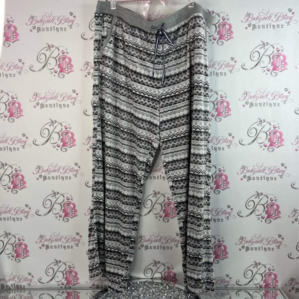 Nautica pants lounge fleece soft cozy winter Gray Patterned bottoms pj Pants